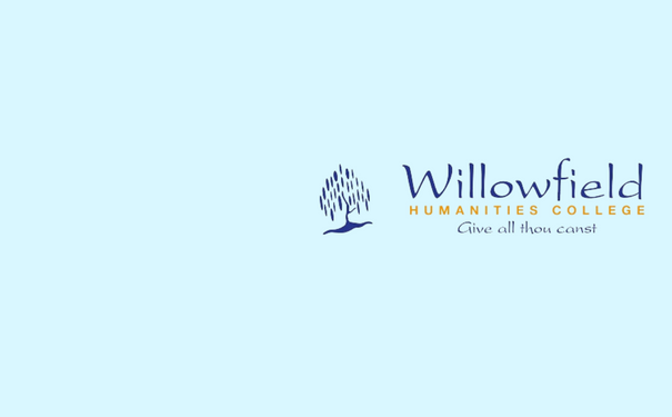 logo of willowfield college with a light blue background