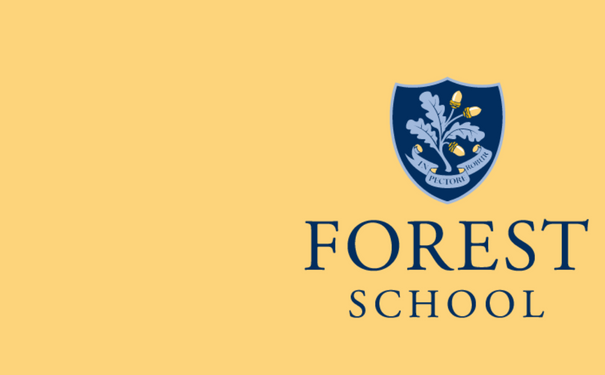 logo of forest school with a light yellow background