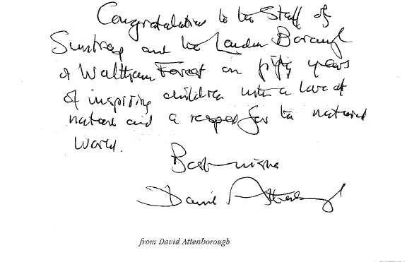 A handwritten note from Sir David Attenborough
