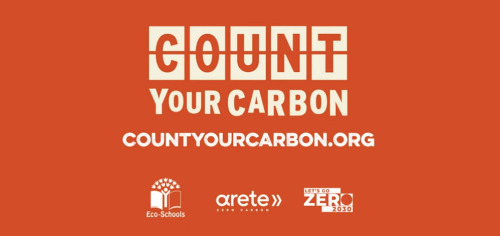 Count Your Carbon text logo on an orange background